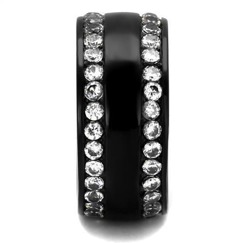 Womens Black Ring Anillo Para Mujer 316L Stainless Steel Ring with AAA Grade CZ in Clear Lillian - Jewelry Store by Erik Rayo