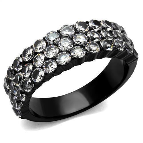Womens Black Ring Anillo Para Mujer 316L Stainless Steel Ring with AAA Grade CZ in Clear Miriam - Jewelry Store by Erik Rayo