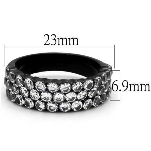 Womens Black Ring Anillo Para Mujer 316L Stainless Steel Ring with AAA Grade CZ in Clear Miriam - Jewelry Store by Erik Rayo