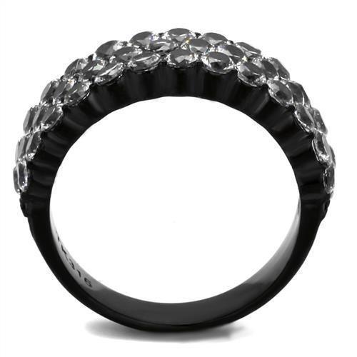 Womens Black Ring Anillo Para Mujer 316L Stainless Steel Ring with AAA Grade CZ in Clear Miriam - Jewelry Store by Erik Rayo