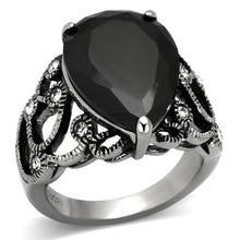 Load image into Gallery viewer, Womens Black Ring Anillo Para Mujer y Ninos Unisex Kids 316L Stainless Steel Ring with AAA Grade CZ in Jet Ferrara - Jewelry Store by Erik Rayo
