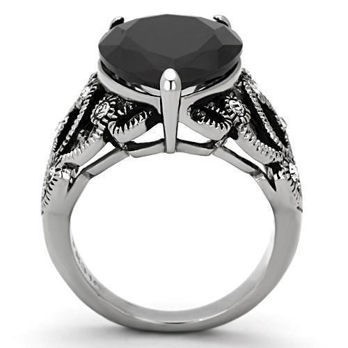Womens Black Ring Anillo Para Mujer 316L Stainless Steel Ring with AAA Grade CZ in Jet Ferrara - Jewelry Store by Erik Rayo