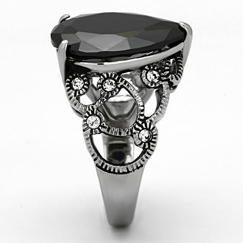 Womens Black Ring Anillo Para Mujer 316L Stainless Steel Ring with AAA Grade CZ in Jet Ferrara - Jewelry Store by Erik Rayo
