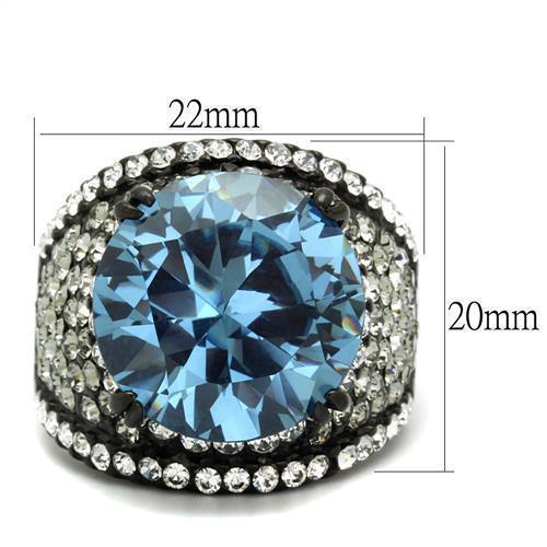 Womens Black Ring Anillo Para Mujer 316L Stainless Steel Ring with AAA Grade CZ in London Blue Julianna - Jewelry Store by Erik Rayo