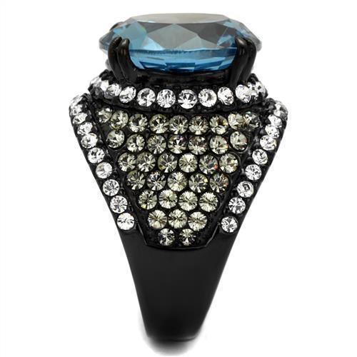 Womens Black Ring Anillo Para Mujer 316L Stainless Steel Ring with AAA Grade CZ in London Blue Julianna - Jewelry Store by Erik Rayo