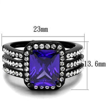 Load image into Gallery viewer, Womens Black Ring Anillo Para Mujer Unisex 316L Stainless Steel Ring with AAA Grade CZ in Tanzanite Caprina - Jewelry Store by Erik Rayo
