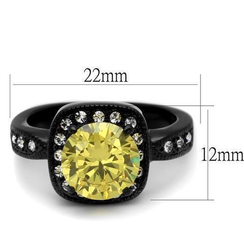 Womens Black Ring Anillo Para Mujer 316L Stainless Steel Ring with AAA Grade CZ in Topaz Audrey - Jewelry Store by Erik Rayo