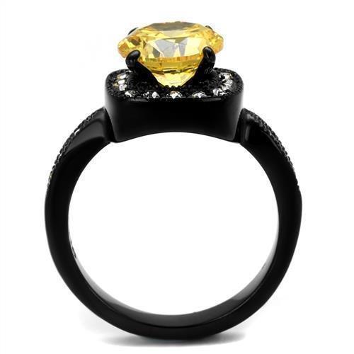 Womens Black Ring Anillo Para Mujer 316L Stainless Steel Ring with AAA Grade CZ in Topaz Audrey - Jewelry Store by Erik Rayo