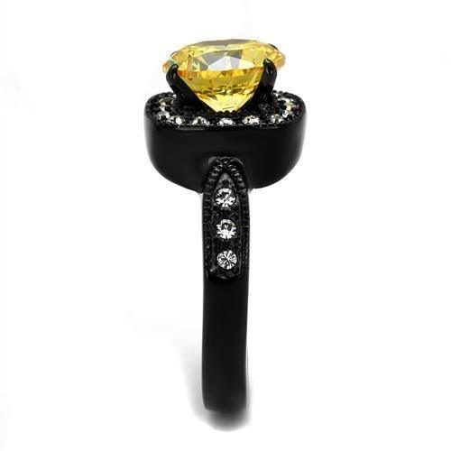 Womens Black Ring Anillo Para Mujer 316L Stainless Steel Ring with AAA Grade CZ in Topaz Audrey - Jewelry Store by Erik Rayo