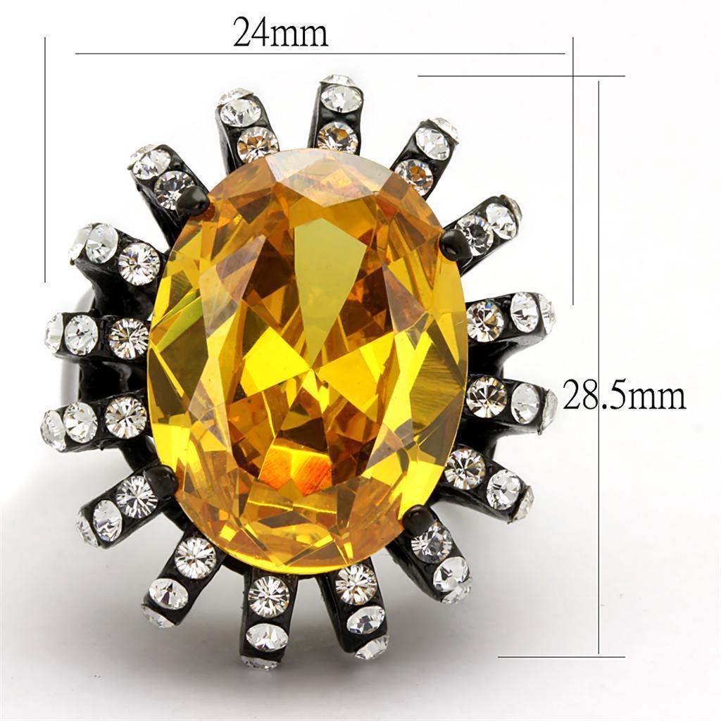 Womens Black Ring Anillo Para Mujer 316L Stainless Steel Ring with AAA Grade CZ in Topaz Francesca - Jewelry Store by Erik Rayo