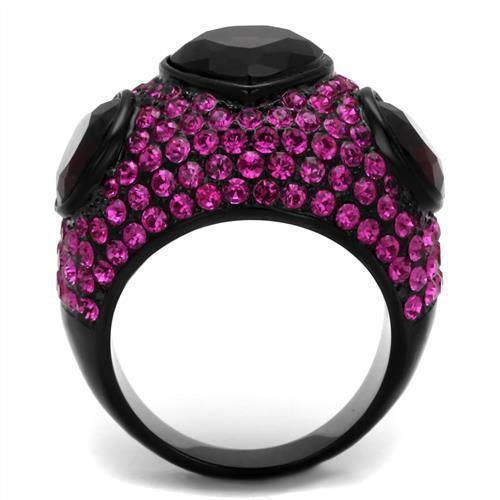 Womens Black Ring Anillo Para Mujer 316L Stainless Steel Ring with Glass in Amethyst Margot - Jewelry Store by Erik Rayo