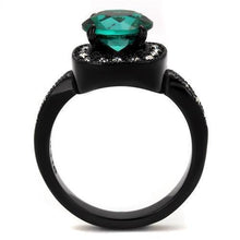 Load image into Gallery viewer, Womens Black Ring Anillo Para Mujer y Ninos Unisex Kids 316L Stainless Steel Ring with Glass in Blue Zircon Beatrice - Jewelry Store by Erik Rayo
