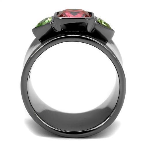 Womens Black Ring Anillo Para Mujer 316L Stainless Steel Ring with Glass in Multi Color Luciana - Jewelry Store by Erik Rayo