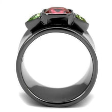 Load image into Gallery viewer, Womens Black Ring Anillo Para Mujer y Ninos Unisex Kids 316L Stainless Steel Ring with Glass in Multi Color Luciana - Jewelry Store by Erik Rayo
