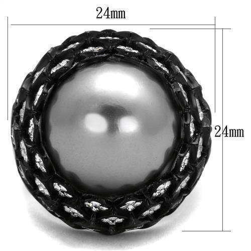 Womens Black Ring Anillo Para Mujer 316L Stainless Steel Ring with Synthetic Pearl in Gray Amarilla - Jewelry Store by Erik Rayo