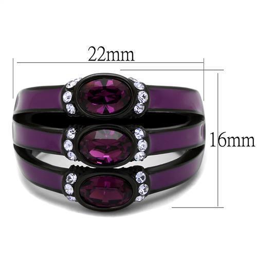 Womens Black Ring Anillo Para Mujer 316L Stainless Steel Ring with Top Grade Crystal in Amethyst Claire - Jewelry Store by Erik Rayo