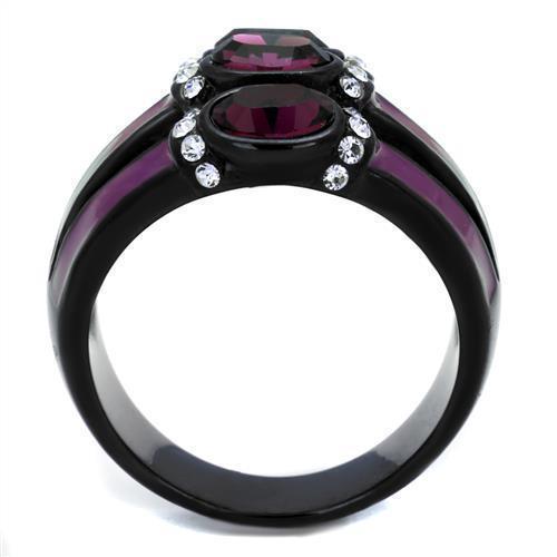 Womens Black Ring Anillo Para Mujer 316L Stainless Steel Ring with Top Grade Crystal in Amethyst Claire - Jewelry Store by Erik Rayo