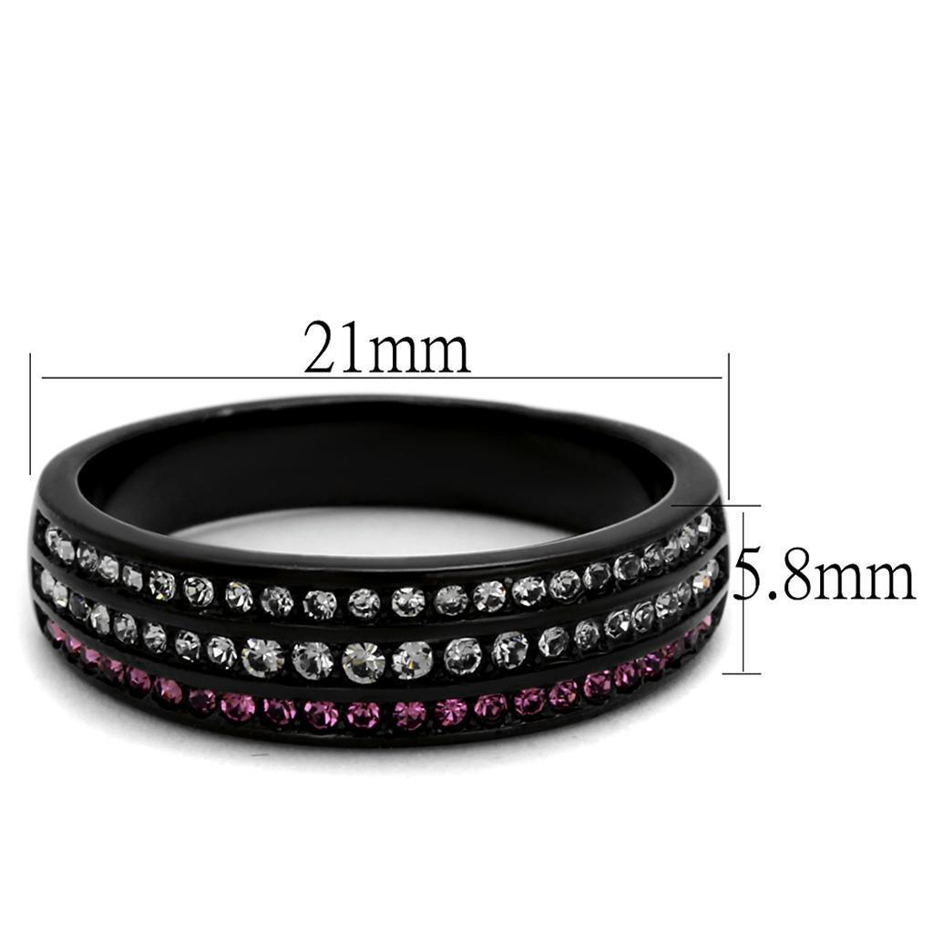 Womens Black Ring Anillo Para Mujer 316L Stainless Steel Ring with Top Grade Crystal in Amethyst Katherine - Jewelry Store by Erik Rayo