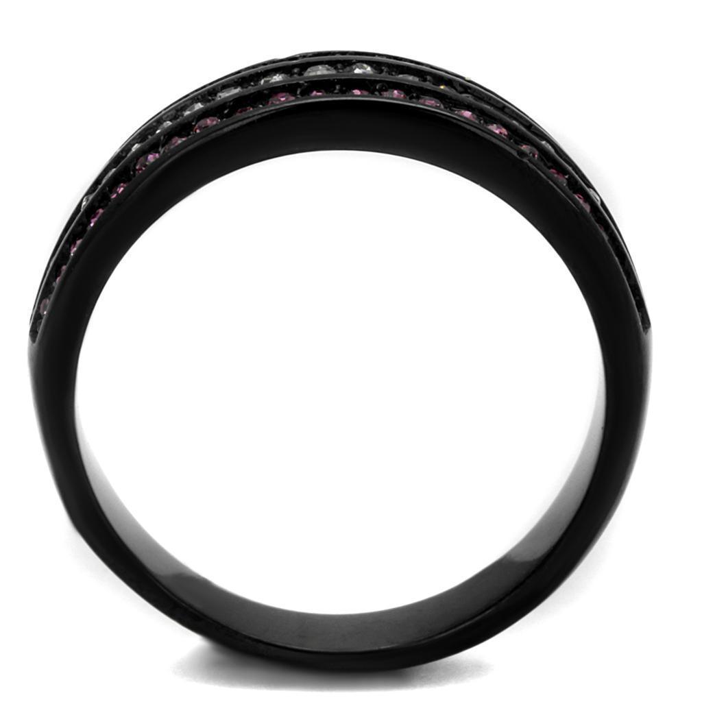 Womens Black Ring Anillo Para Mujer 316L Stainless Steel Ring with Top Grade Crystal in Amethyst Katherine - Jewelry Store by Erik Rayo