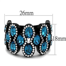 Load image into Gallery viewer, Womens Black Ring Anillo Para Mujer y Ninos Unisex Kids 316L Stainless Steel Ring with Top Grade Crystal in Aquamarine Liliana - Jewelry Store by Erik Rayo
