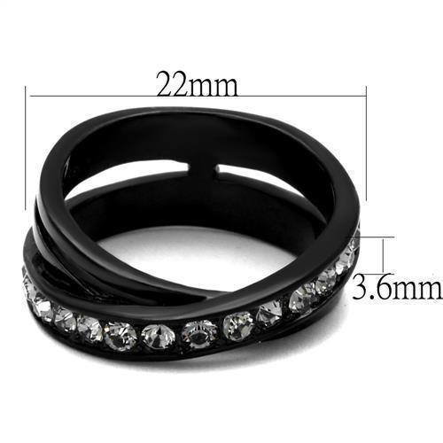 Womens Black Ring Anillo Para Mujer 316L Stainless Steel Ring with Top Grade Crystal in Black Diamond Annalisa - Jewelry Store by Erik Rayo