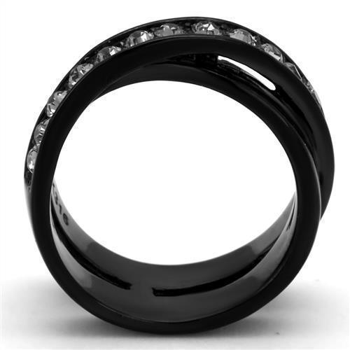 Womens Black Ring Anillo Para Mujer 316L Stainless Steel Ring with Top Grade Crystal in Black Diamond Annalisa - Jewelry Store by Erik Rayo