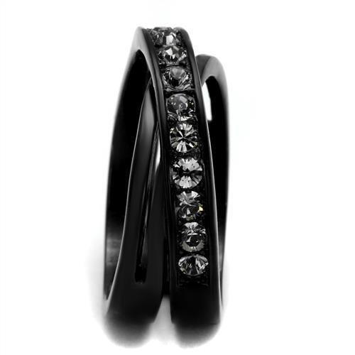 Womens Black Ring Anillo Para Mujer 316L Stainless Steel Ring with Top Grade Crystal in Black Diamond Annalisa - Jewelry Store by Erik Rayo