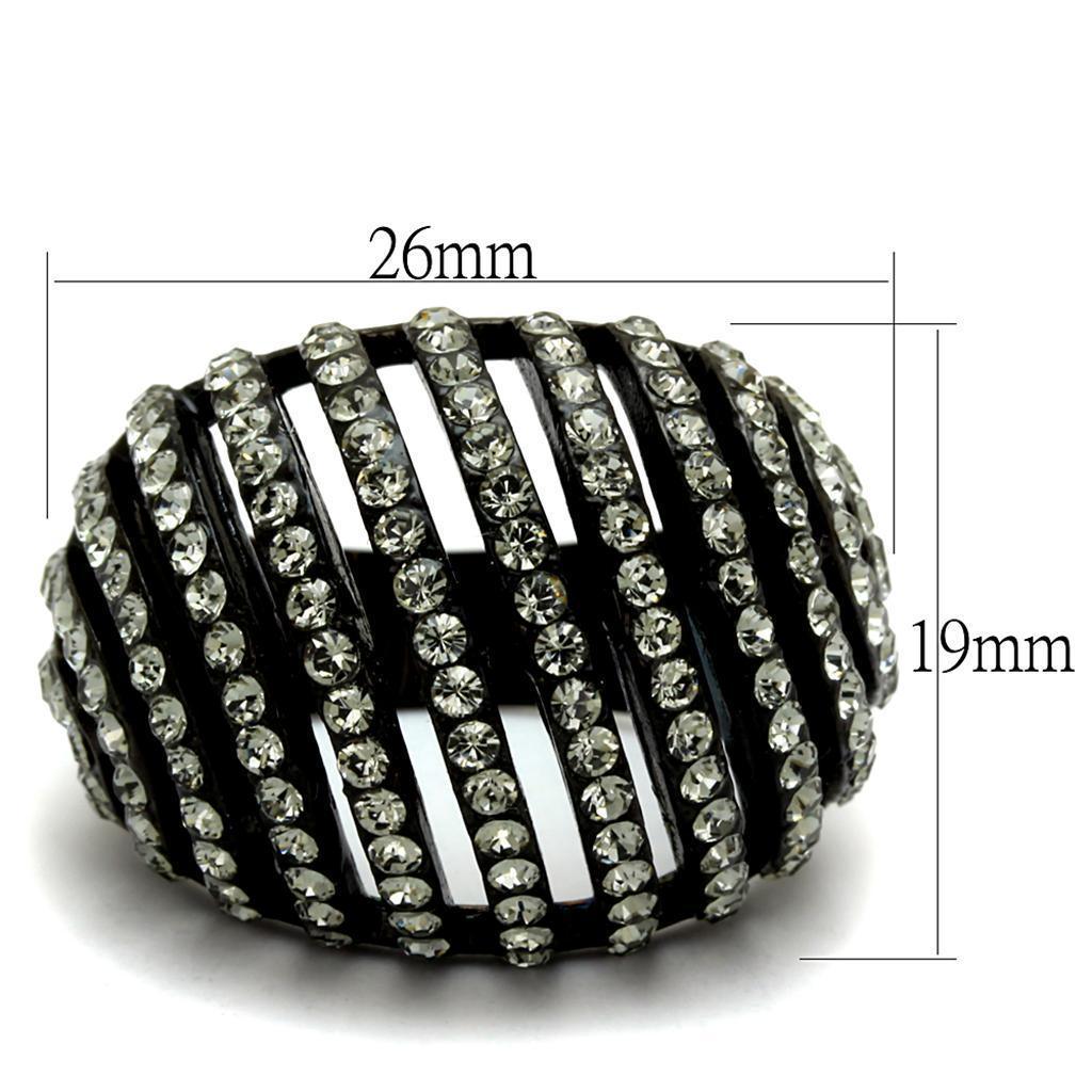 Womens Black Ring Anillo Para Mujer 316L Stainless Steel Ring with Top Grade Crystal in Black Diamond Esmeralda - Jewelry Store by Erik Rayo