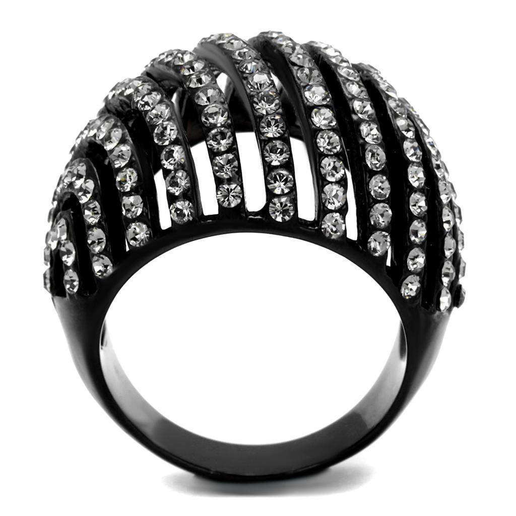Womens Black Ring Anillo Para Mujer 316L Stainless Steel Ring with Top Grade Crystal in Black Diamond Esmeralda - Jewelry Store by Erik Rayo