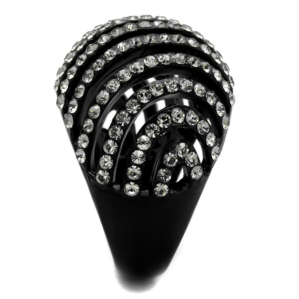 Womens Black Ring Anillo Para Mujer 316L Stainless Steel Ring with Top Grade Crystal in Black Diamond Esmeralda - Jewelry Store by Erik Rayo
