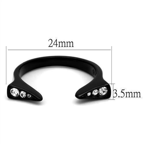 Womens Black Ring in 316L Stainless Steel Ring with Top Grade Clear Crystal - Jewelry Store by Erik Rayo