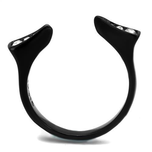 Womens Black Ring in 316L Stainless Steel Ring with Top Grade Clear Crystal - Jewelry Store by Erik Rayo