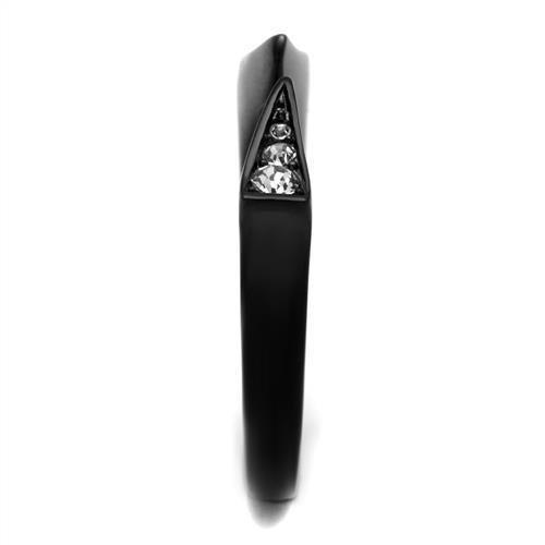 Womens Black Ring in 316L Stainless Steel Ring with Top Grade Clear Crystal - Jewelry Store by Erik Rayo