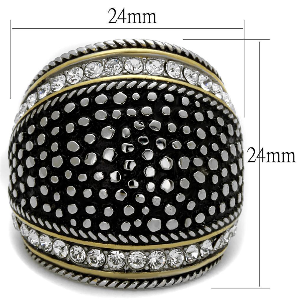 Womens Black Ring Anillo Para Mujer 316L Stainless Steel Ring with Top Grade Crystal in Clear Meredith - Jewelry Store by Erik Rayo