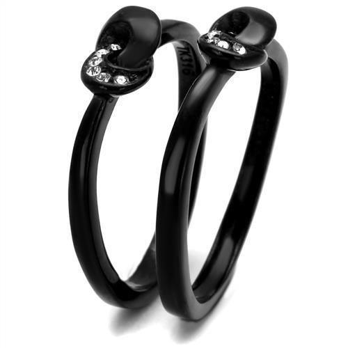 Womens Black Ring Anillo Para Mujer 316L Stainless Steel Ring with Top Grade Crystal in Clear Violetta - Jewelry Store by Erik Rayo