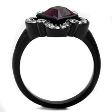 Load image into Gallery viewer, Womens Black Ring Anillo Para Mujer y Ninos Unisex Kids 316L Stainless Steel Ring with Top Grade Crystal in Fuchsia Katrina - Jewelry Store by Erik Rayo
