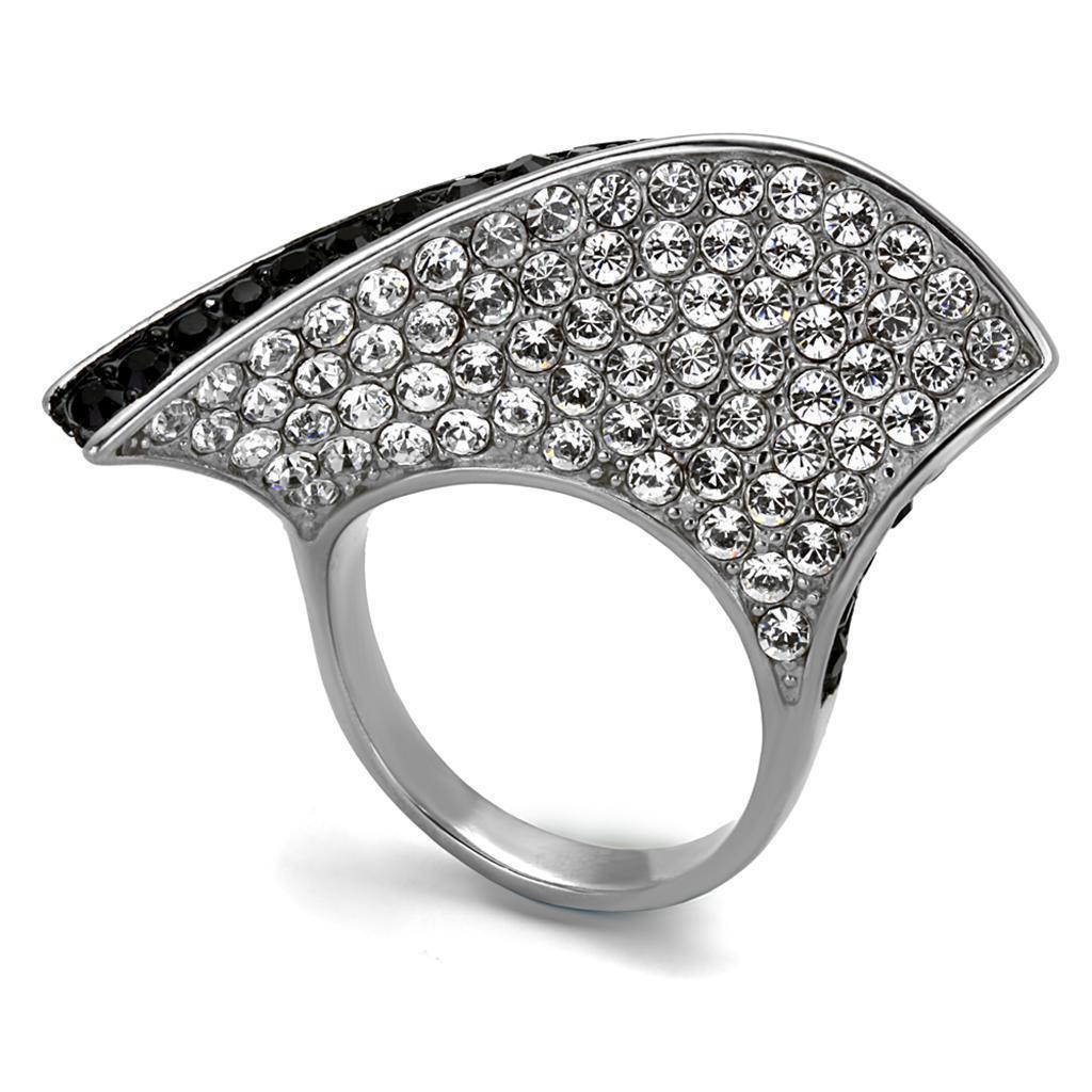 Womens Black Ring Anillo Para Mujer 316L Stainless Steel Ring with Top Grade Crystal in Jet Dorothy - Jewelry Store by Erik Rayo