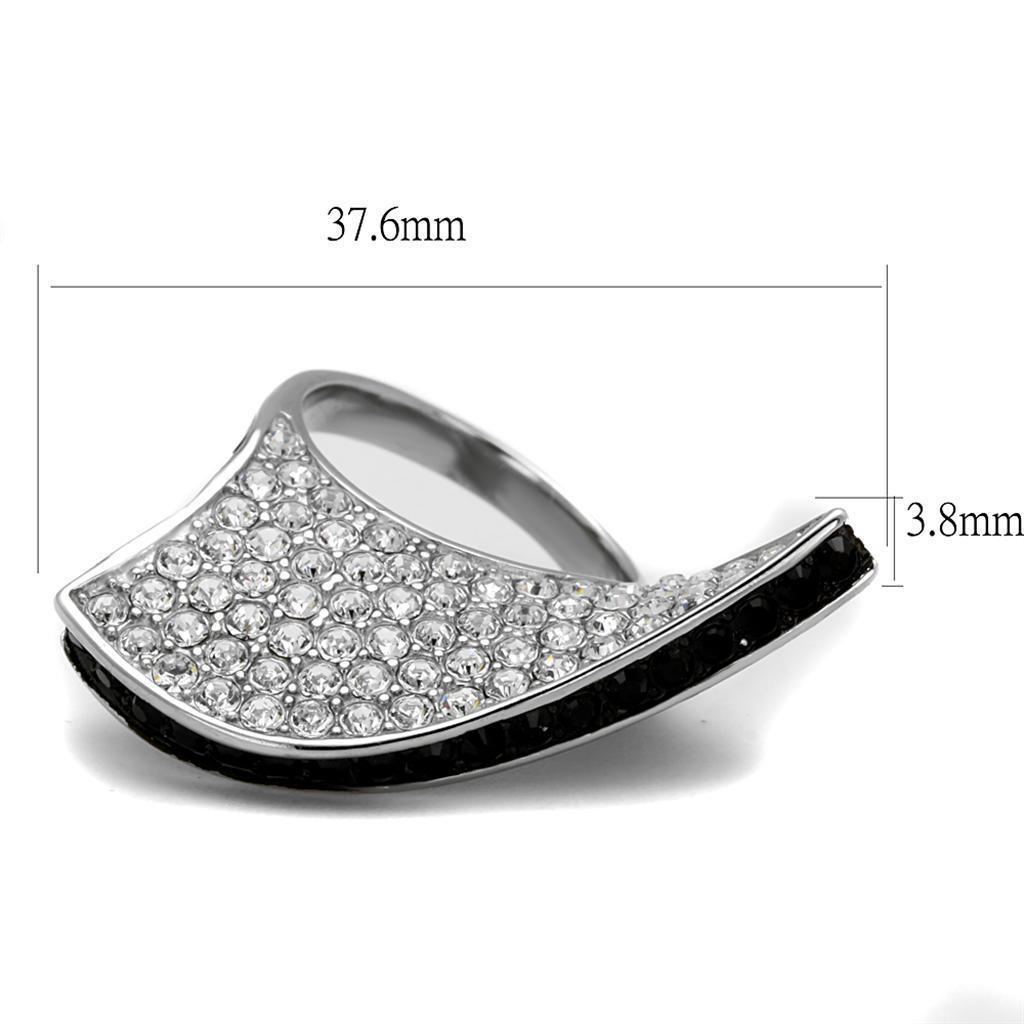 Womens Black Ring Anillo Para Mujer 316L Stainless Steel Ring with Top Grade Crystal in Jet Dorothy - Jewelry Store by Erik Rayo
