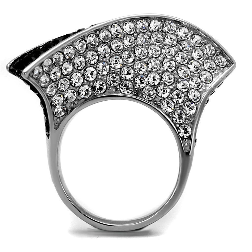 Womens Black Ring Anillo Para Mujer 316L Stainless Steel Ring with Top Grade Crystal in Jet Dorothy - Jewelry Store by Erik Rayo