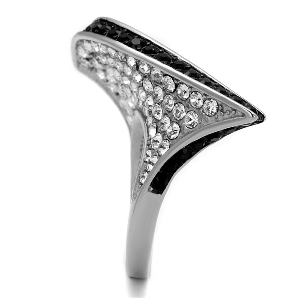 Womens Black Ring Anillo Para Mujer 316L Stainless Steel Ring with Top Grade Crystal in Jet Dorothy - Jewelry Store by Erik Rayo