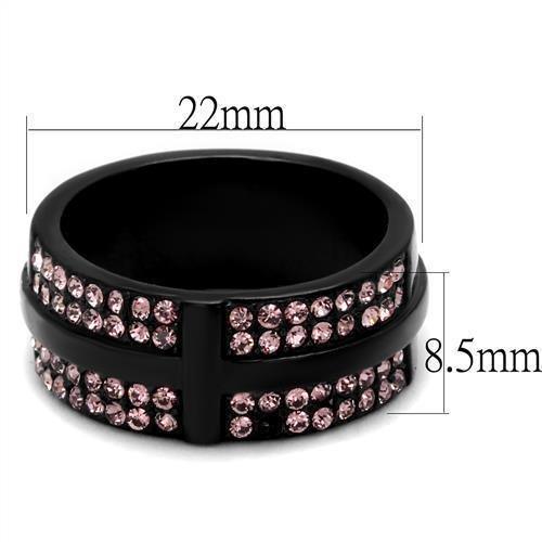 Womens Black Ring Anillo Para Mujer 316L Stainless Steel Ring with Top Grade Crystal in Light Amethyst Annabeth - Jewelry Store by Erik Rayo