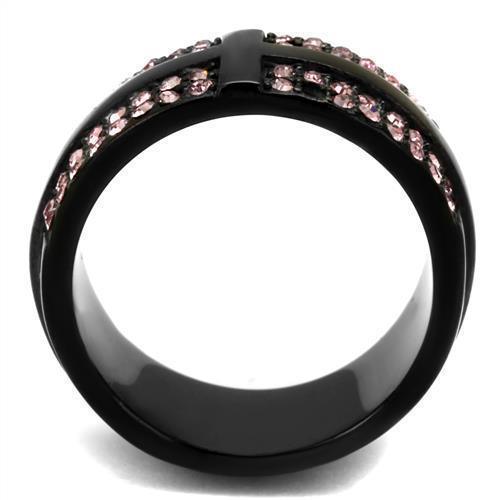 Womens Black Ring Anillo Para Mujer 316L Stainless Steel Ring with Top Grade Crystal in Light Amethyst Annabeth - Jewelry Store by Erik Rayo