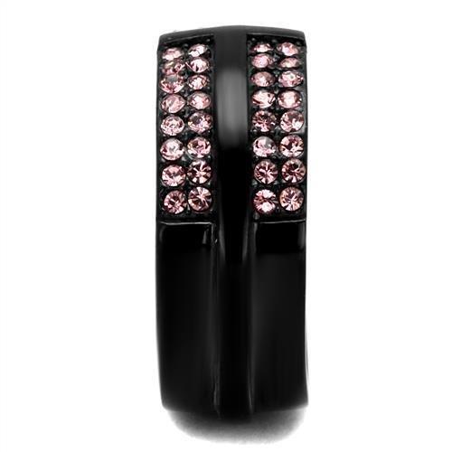 Womens Black Ring Anillo Para Mujer 316L Stainless Steel Ring with Top Grade Crystal in Light Amethyst Annabeth - Jewelry Store by Erik Rayo
