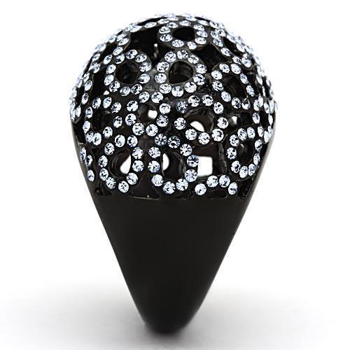 Womens Black Ring Anillo Para Mujer 316L Stainless Steel Ring with Top Grade Crystal in Light Sapphire Argenta - Jewelry Store by Erik Rayo