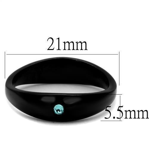 Womens Black Ring Anillo Para Mujer 316L Stainless Steel Ring with Top Grade Crystal in Light Sapphire Gwyneth - Jewelry Store by Erik Rayo