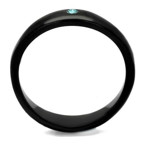 Womens Black Ring Anillo Para Mujer 316L Stainless Steel Ring with Top Grade Crystal in Light Sapphire Gwyneth - Jewelry Store by Erik Rayo