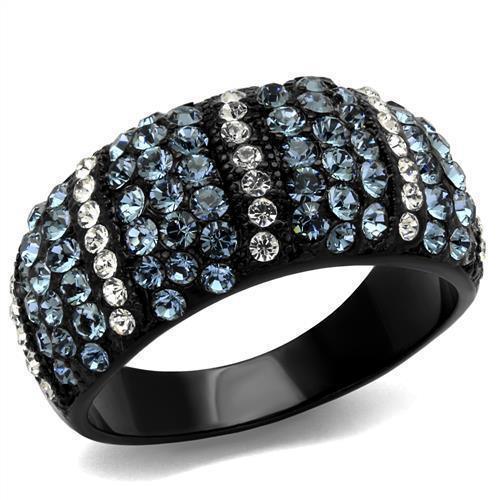 Womens Black Ring Anillo Para Mujer 316L Stainless Steel Ring with Top Grade Crystal in Montana Annamaria - Jewelry Store by Erik Rayo