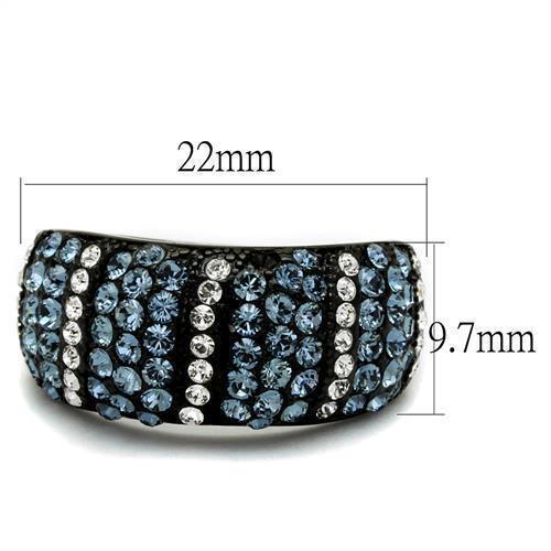 Womens Black Ring Anillo Para Mujer 316L Stainless Steel Ring with Top Grade Crystal in Montana Annamaria - Jewelry Store by Erik Rayo