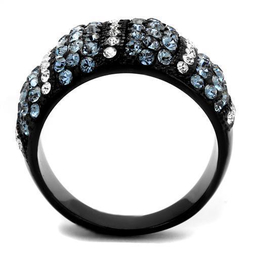 Womens Black Ring Anillo Para Mujer 316L Stainless Steel Ring with Top Grade Crystal in Montana Annamaria - Jewelry Store by Erik Rayo