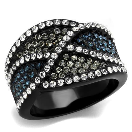 Womens Black Ring Anillo Para Mujer 316L Stainless Steel Ring with Top Grade Crystal in Montana Caroline - Jewelry Store by Erik Rayo